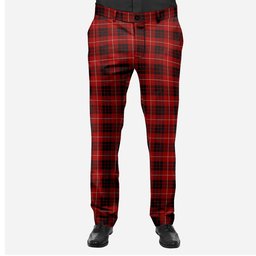 ScotsTee Shop Scottish Monroe Black and Red Men's Tartan Trousers Plaid Trews - Regular Fit