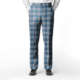 ScotsTee Shop Scottish Menzies Dress Blue & White Men's Tartan Trousers Plaid Trews - Regular Fit