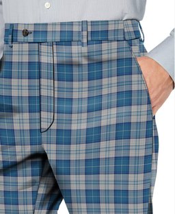 ScotsTee Shop Scottish Menzies Dress Blue & White Men's Tartan Trousers Plaid Trews - Regular Fit