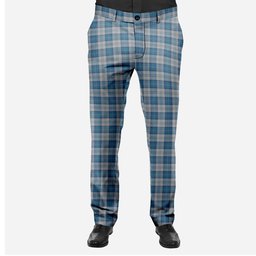 ScotsTee Shop Scottish Menzies Dress Blue & White Men's Tartan Trousers Plaid Trews - Regular Fit