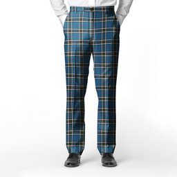 ScotsTee Shop Scottish Thompson Dress Blue Men's Tartan Trousers Plaid Trews - Regular Fit