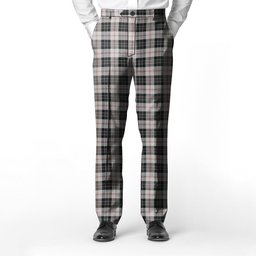 ScotsTee Shop Scottish MacPherson of Cluny Black and White Men's Tartan Trousers Plaid Trews - Regular Fit