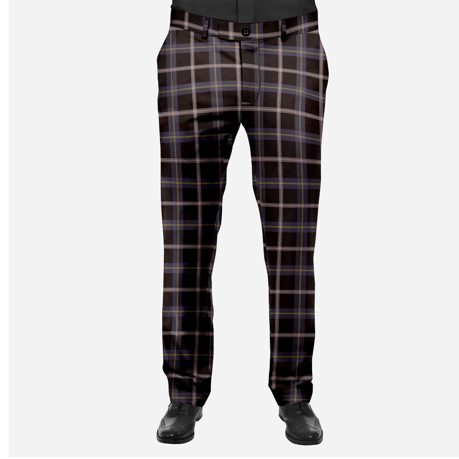 ScotsTee Shop Scottish Navy Dress Blue Men's Tartan Trousers Plaid Trews - Regular Fit
