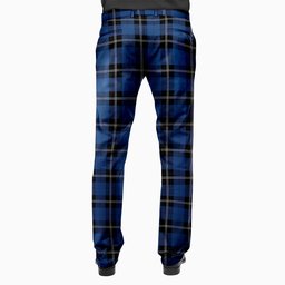 ScotsTee Shop Scottish Ramsay Blue Modern Men's Tartan Trousers Plaid Trews - Regular Fit