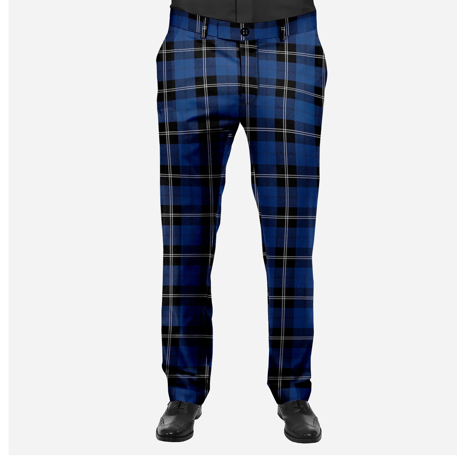 ScotsTee Shop Scottish Ramsay Blue Modern Men's Tartan Trousers Plaid Trews - Regular Fit