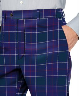 ScotsTee Shop Scottish Navy US Edzell Men's Tartan Trousers Plaid Trews - Regular Fit
