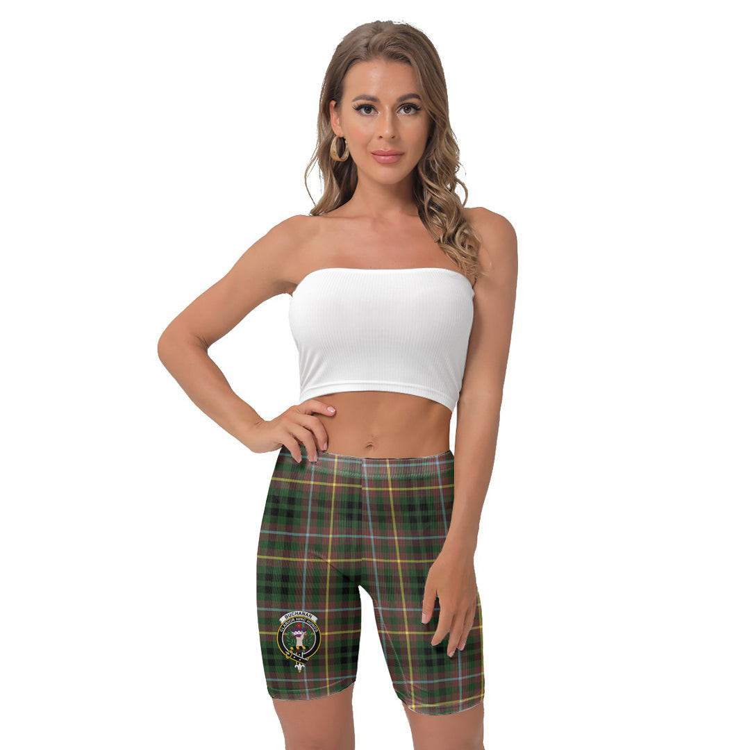 ScotsTee Shop Scottish Buchanan Hunting Clan Crest Tartan Womens Tight Short