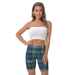 ScotsTee Shop Scottish Davidson of Tulloch Clan Crest Tartan Womens Tight Short