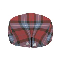ScotsTee Shop Scottish Baillie of Polkemmet Red Weathered Clan Crest Tartan Jeff Cap Tartan Flat Cap