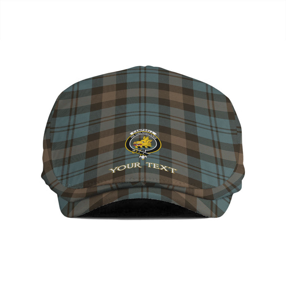 ScotsTee Shop Scottish Campbell of Glenlyon Weathered 2 Clan Crest Tartan Jeff Cap Tartan Flat Cap