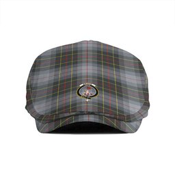 ScotsTee Shop Scottish Brodie Silver (Brodie Muted) Modern Clan Crest Tartan Jeff Cap Tartan Flat Cap
