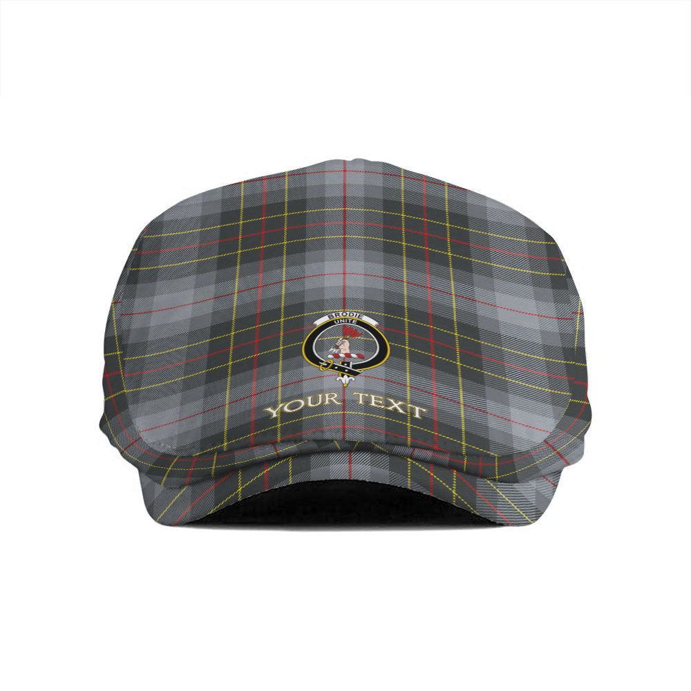 ScotsTee Shop Scottish Brodie Silver (Brodie Muted) Modern Clan Crest Tartan Jeff Cap Tartan Flat Cap