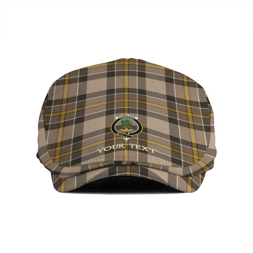 ScotsTee Shop Scottish Hamilton of Brandon Weathered Clan Crest Tartan Jeff Cap Tartan Flat Cap