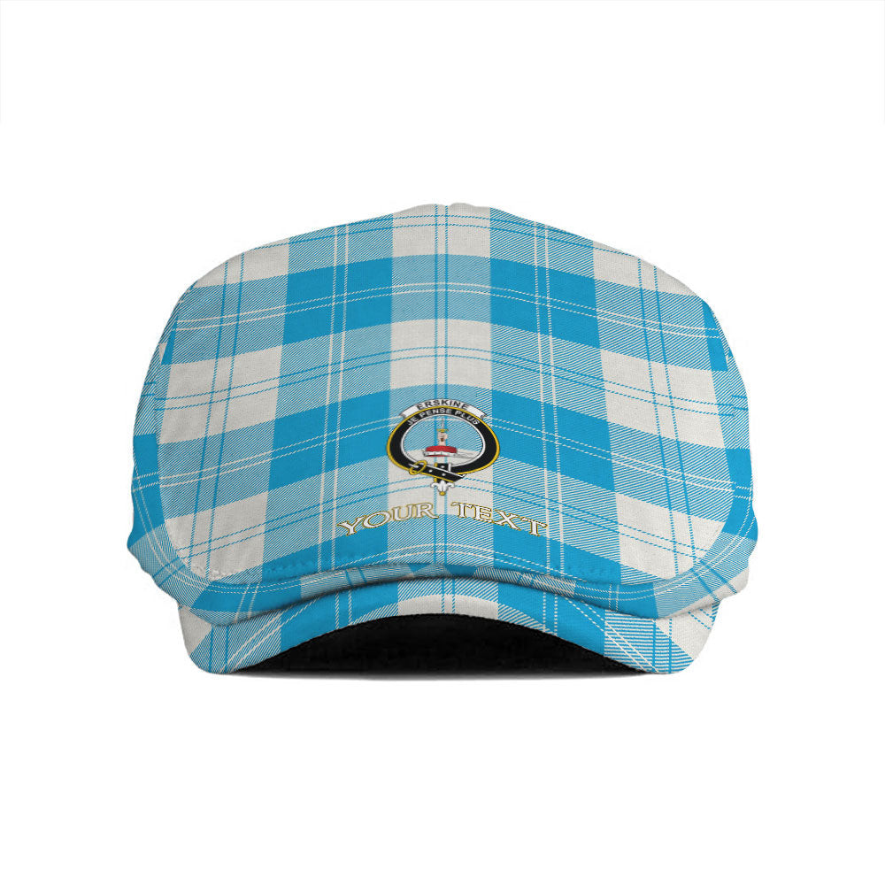 ScotsTee Shop Scottish Erskine Blue Clan Crest Tartan Jeff Cap Tartan Flat Cap