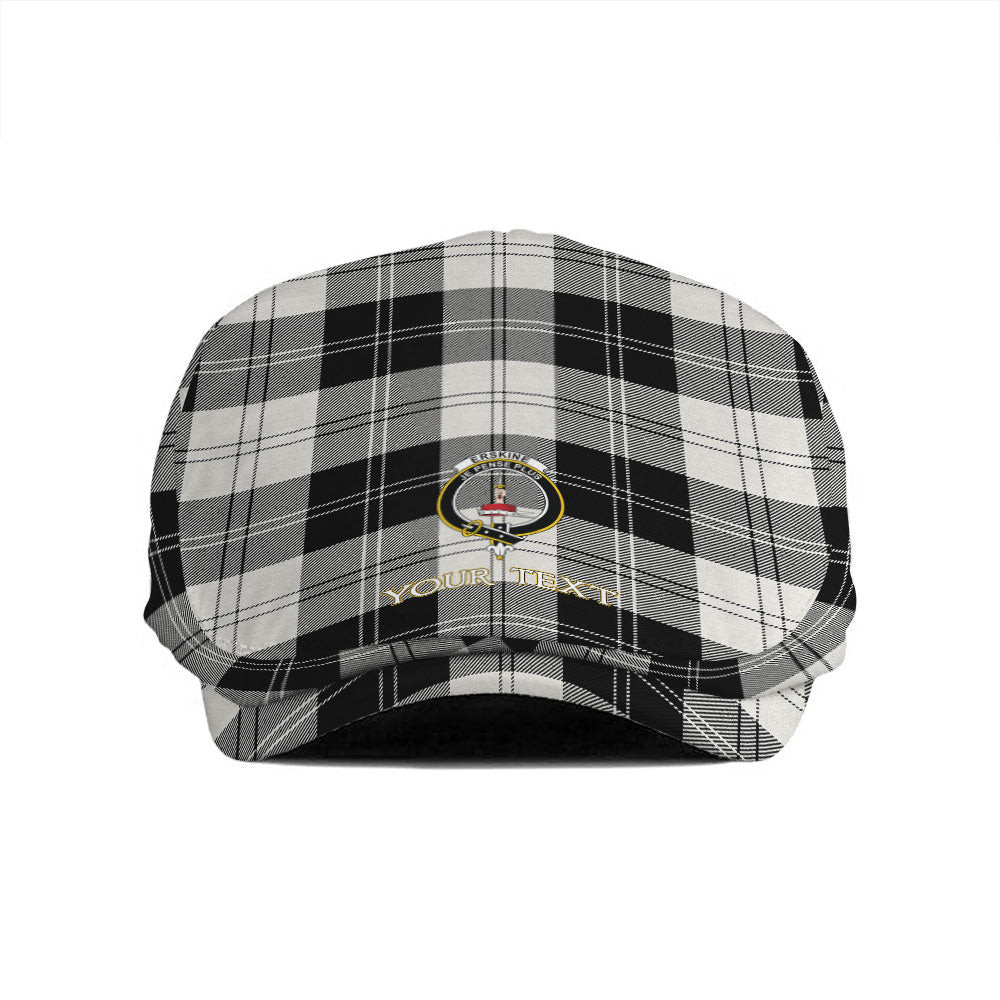 ScotsTee Shop Scottish Erskine Black & White Clan Crest Tartan Jeff Cap Tartan Flat Cap
