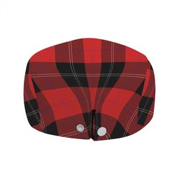 ScotsTee Shop Scottish Ramsay Red (Ramsay of Dalhousie) Clan Crest Tartan Jeff Cap Tartan Flat Cap