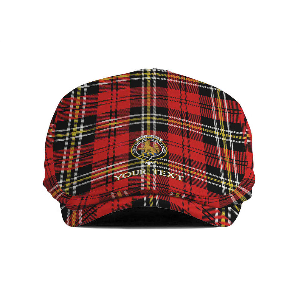 ScotsTee Shop Scottish MacPherson of Cluny Red Modern Clan Crest Tartan Jeff Cap Tartan Flat Cap