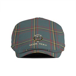 ScotsTee Shop Scottish MacLaine of LochBuie Hunting (MacLaine) Weathered Clan Crest Tartan Jeff Cap Tartan Flat Cap