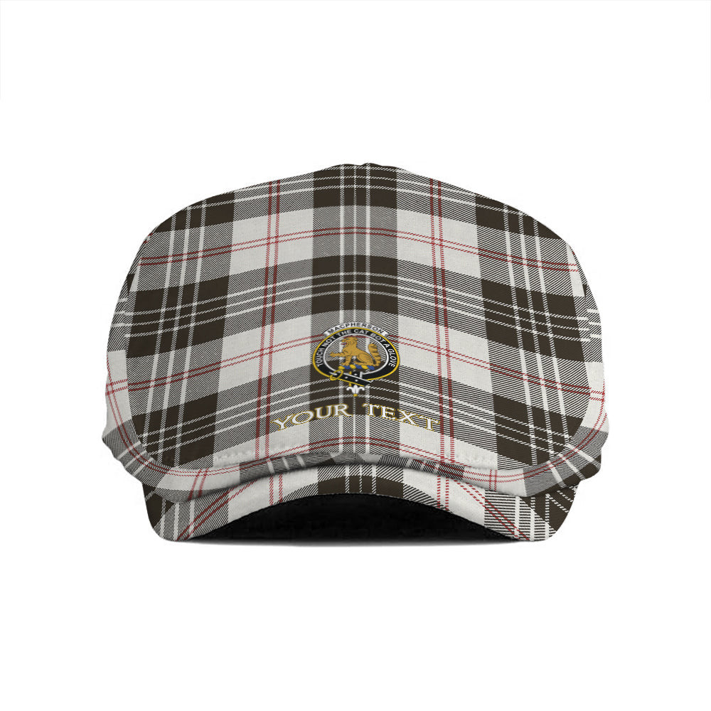 ScotsTee Shop Scottish MacPherson of Cluny Black & White Weathered Clan Crest Tartan Jeff Cap Tartan Flat Cap