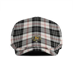 ScotsTee Shop Scottish MacPherson of Cluny Black & White Clan Crest Tartan Jeff Cap Tartan Flat Cap