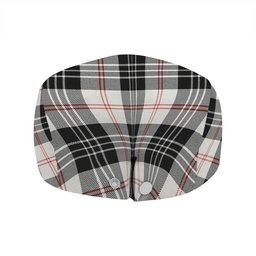 ScotsTee Shop Scottish MacPherson of Cluny Black & White Clan Crest Tartan Jeff Cap Tartan Flat Cap