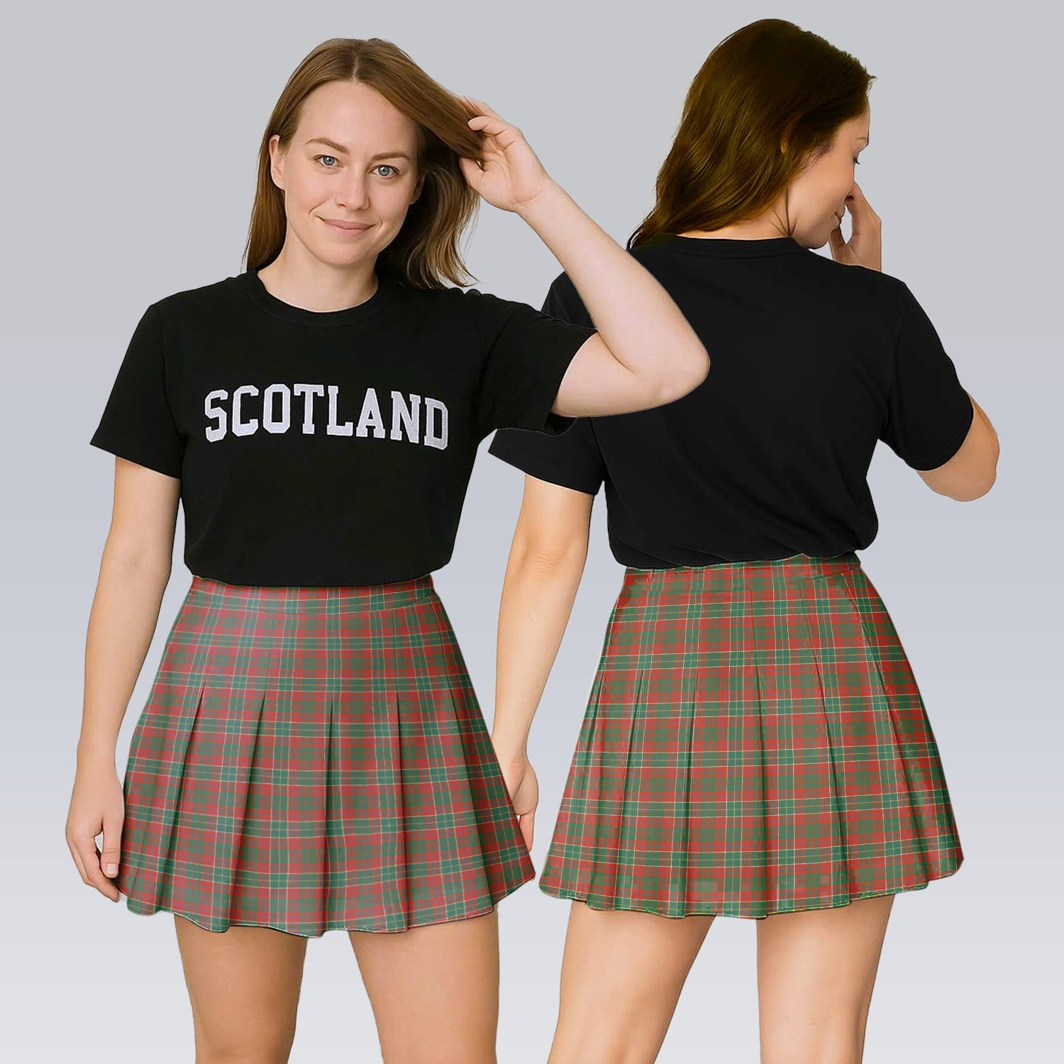 ScotsTee Shop Scottish Russell USA Ancient Tartan Plaid Pleated Mini Skirt