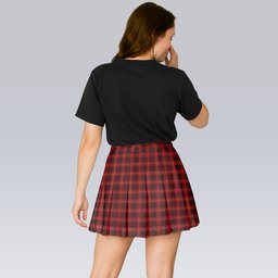 ScotsTee Shop Scottish Monroe Black and Red Tartan Plaid Pleated Mini Skirt