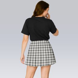 ScotsTee Shop Scottish McFarland Black White Modern Tartan Plaid Pleated Mini Skirt