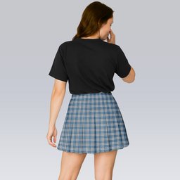 ScotsTee Shop Scottish Menzies Dress Blue & White Tartan Plaid Pleated Mini Skirt