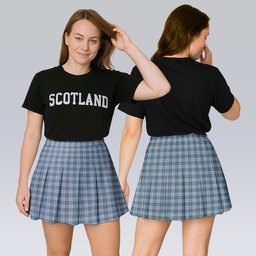ScotsTee Shop Scottish Menzies Dress Blue & White Tartan Plaid Pleated Mini Skirt