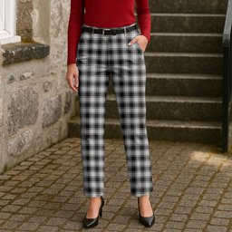 ScotsTee Shop Scottish MacPhee Black and White Women's Tartan Trousers Ladies' Plaid Pants