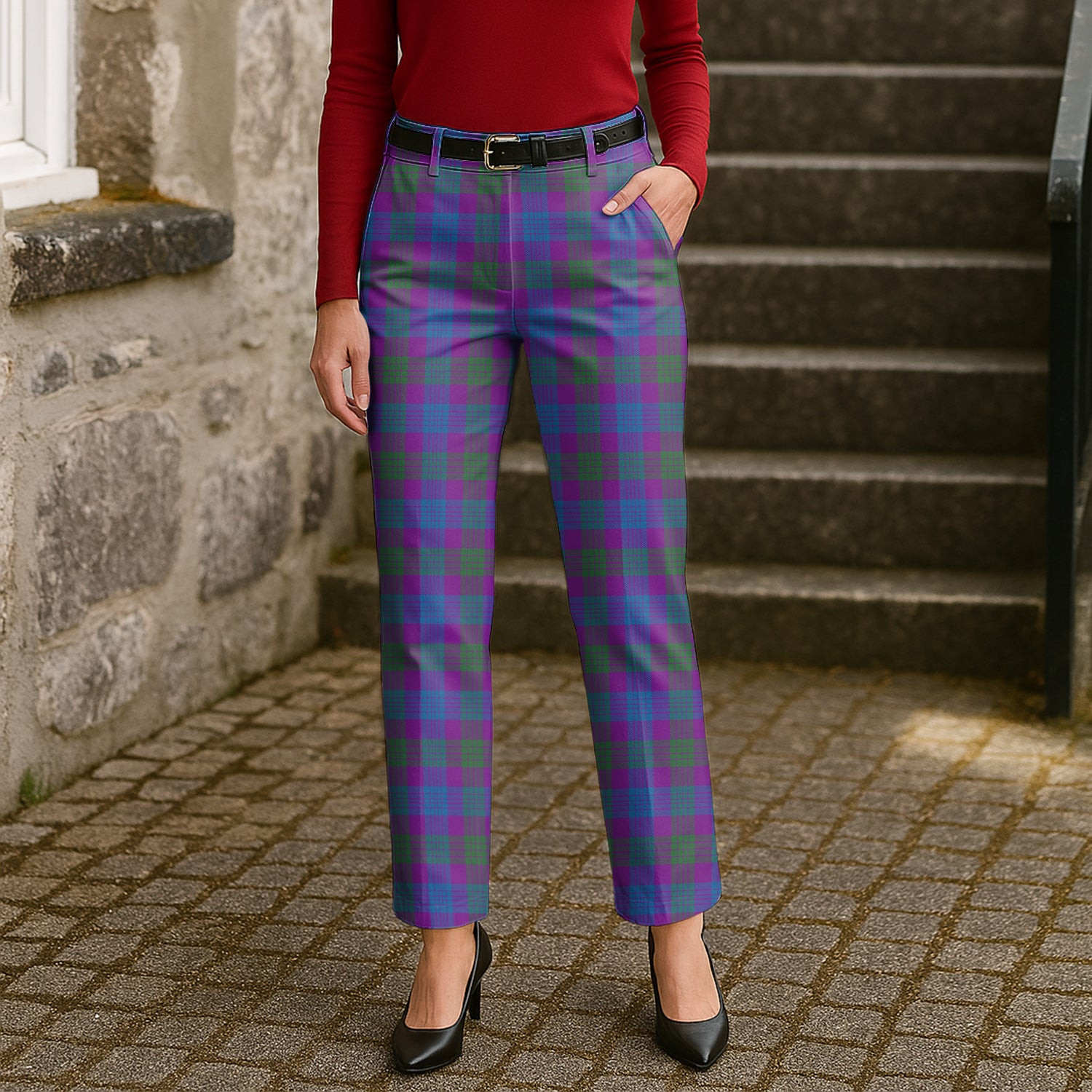 ScotsTee Shop Scottish Lang Modern Clan Women's Tartan Trousers Ladies' Plaid Pants