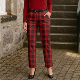 ScotsTee Shop Scottish Monroe Black and Red Women's Tartan Trousers Ladies' Plaid Pants