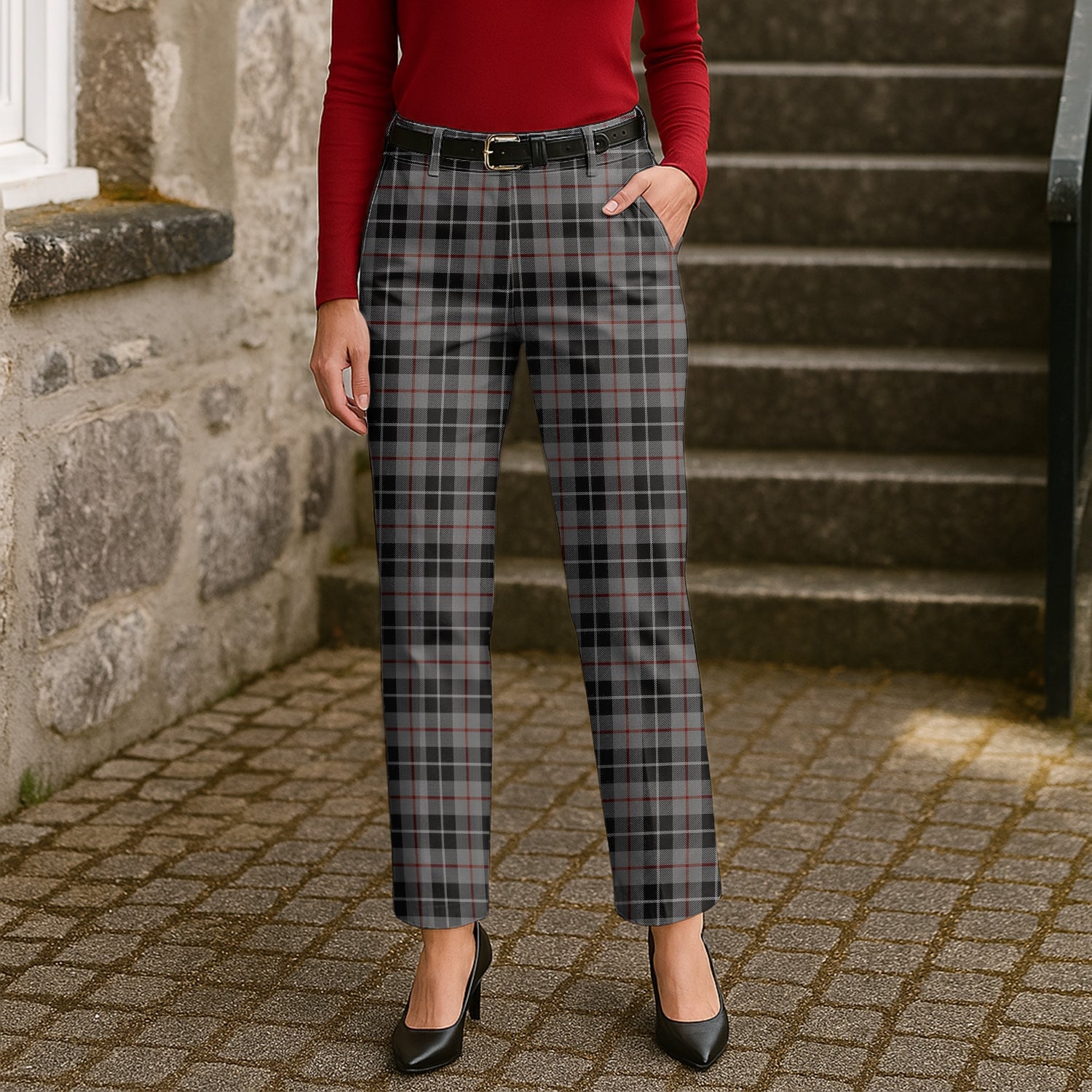 ScotsTee Shop Scottish Thomson Grey Women's Tartan Trousers Ladies' Plaid Pants