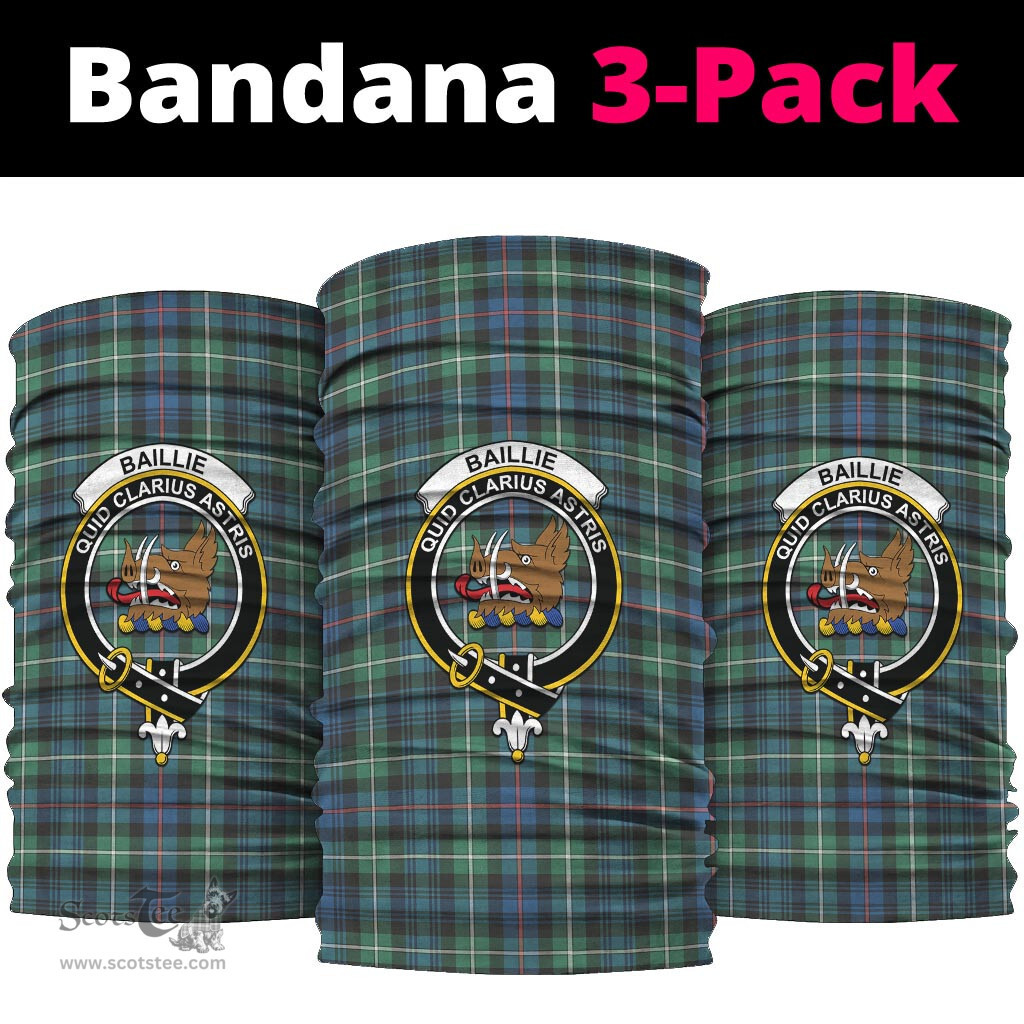 Scottish Baillie Ancient Clan Family Crest Tartan Neck Gaiter, Tartan Bandana, Tartan Headband, Neck Warmer