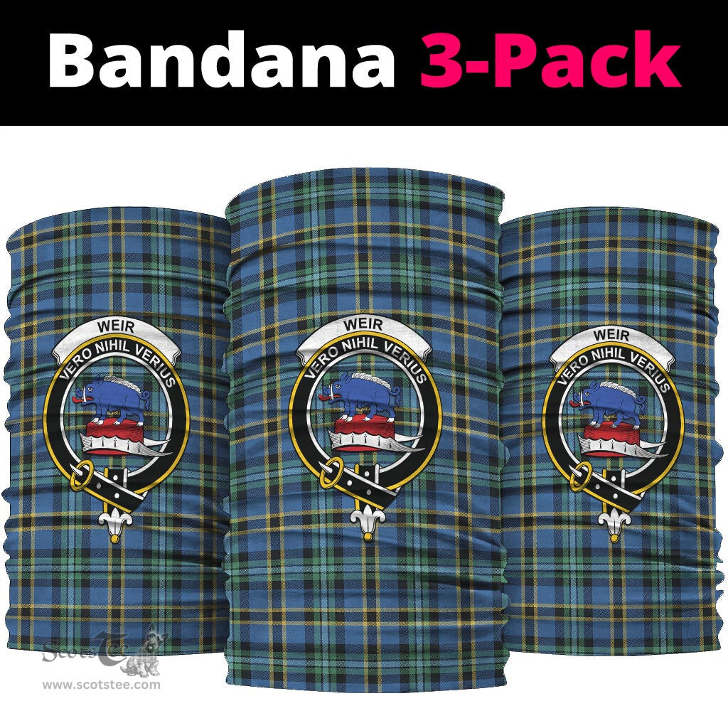 Scottish Weir Ancient Clan Family Crest Tartan Neck Gaiter, Tartan Bandana, Tartan Headband, Neck Warmer