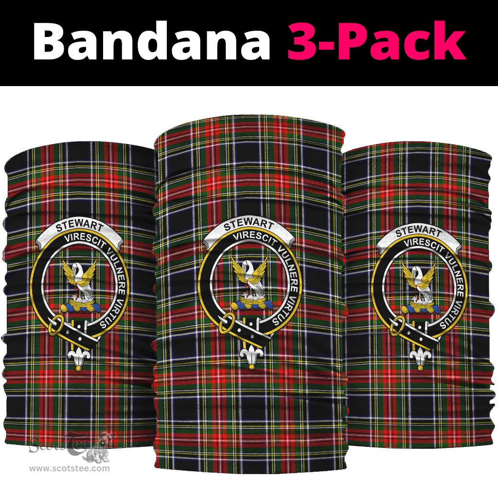 Scottish Stewart Black Clan Family Crest Tartan Neck Gaiter, Tartan Bandana, Tartan Headband, Neck Warmer