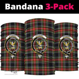 Scottish Stewart Black Clan Family Crest Tartan Neck Gaiter, Tartan Bandana, Tartan Headband, Neck Warmer
