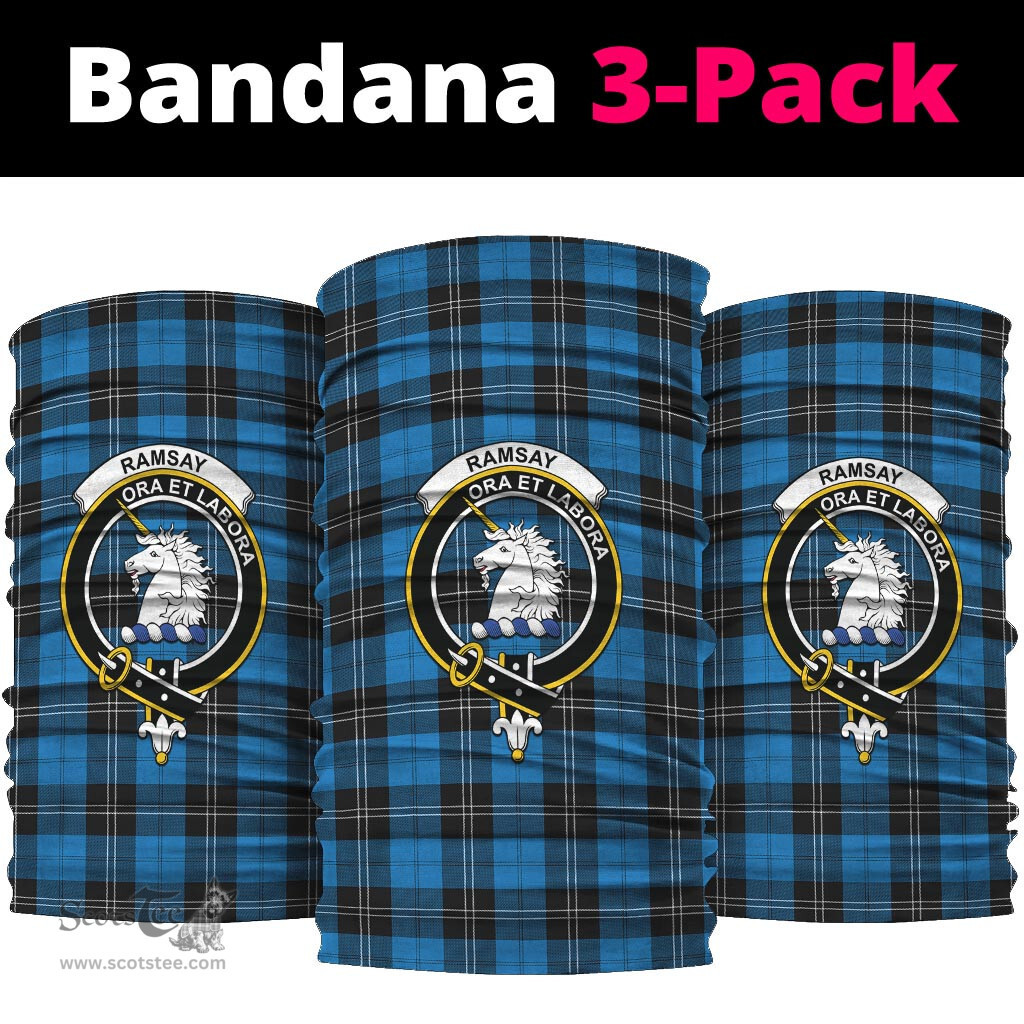 Scottish Ramsay Blue Ancient Clan Family Crest Tartan Neck Gaiter, Tartan Bandana, Tartan Headband, Neck Warmer
