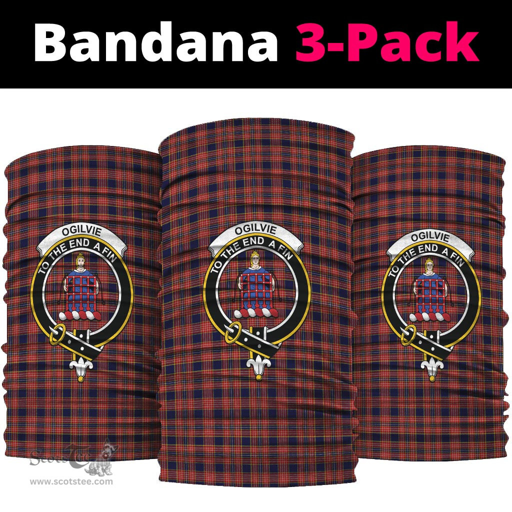 Scottish Ogilvie (Ogilvy) Clan Family Crest Tartan Neck Gaiter, Tartan Bandana, Tartan Headband, Neck Warmer