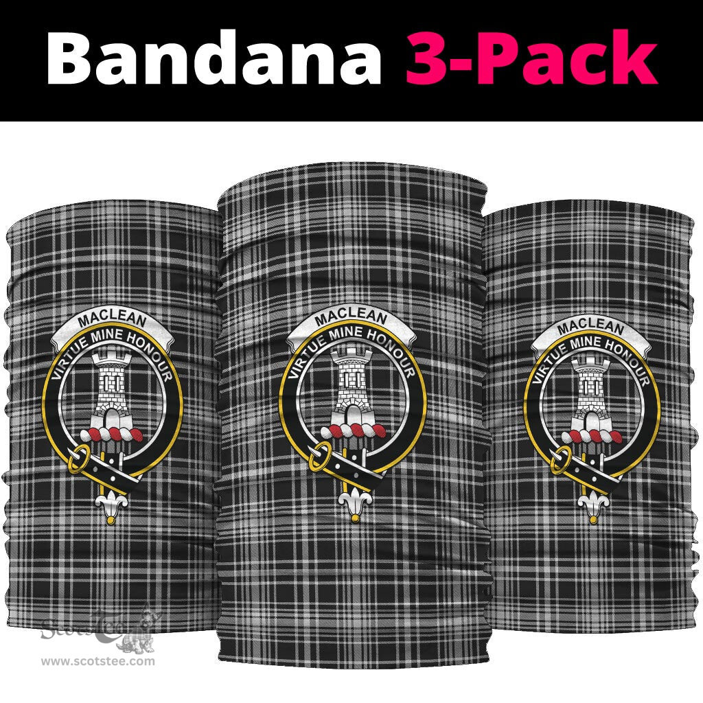 Scottish MacLean Black and White Clan Family Crest Tartan Neck Gaiter, Tartan Bandana, Tartan Headband, Neck Warmer