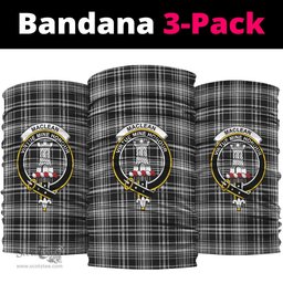 Scottish MacLean Black and White Clan Family Crest Tartan Neck Gaiter, Tartan Bandana, Tartan Headband, Neck Warmer
