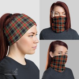 Scottish Stewart Black Clan Tartan Neck Gaiter, Tartan Bandana, Tartan Headband, Neck Warmer