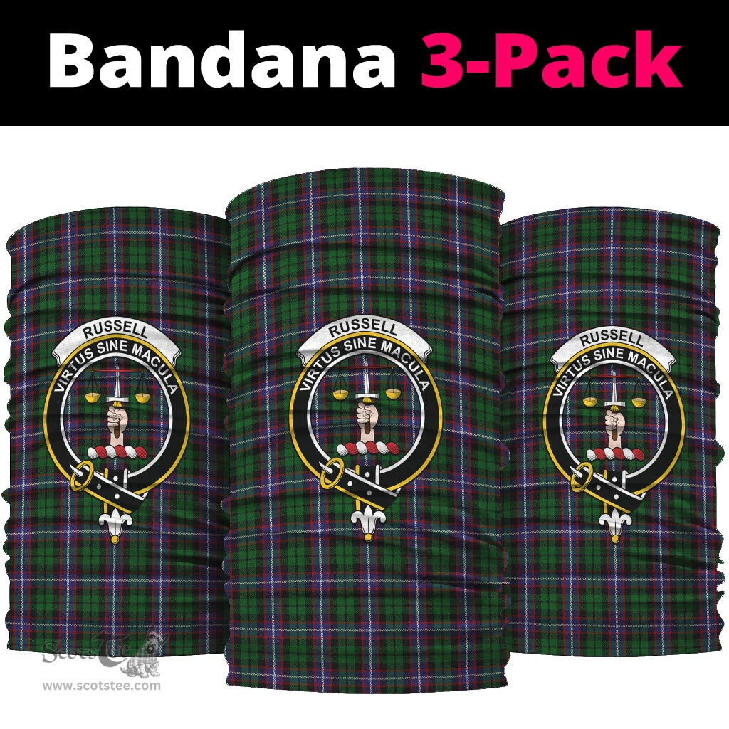 Scottish Russell Clan Family Crest Tartan Neck Gaiter, Tartan Bandana, Tartan Headband, Neck Warmer
