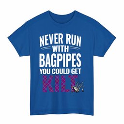 ScotsTee Shop Scottish Jackson Clan Tartan Never Run With Bagpipes T-Shirt