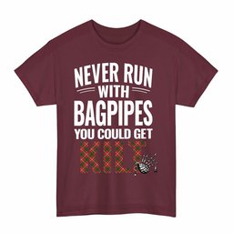 ScotsTee Shop Scottish Princess Margaret Clan Tartan Never Run With Bagpipes T-Shirt