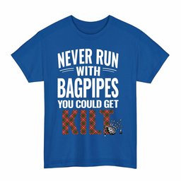 ScotsTee Shop Scottish Princess Margaret Clan Tartan Never Run With Bagpipes T-Shirt