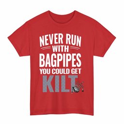 ScotsTee Shop Scottish Sir Walter Scott Clan Tartan Never Run With Bagpipes T-Shirt