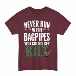 ScotsTee Shop Scottish New Mexico Clan Tartan Never Run With Bagpipes T-Shirt