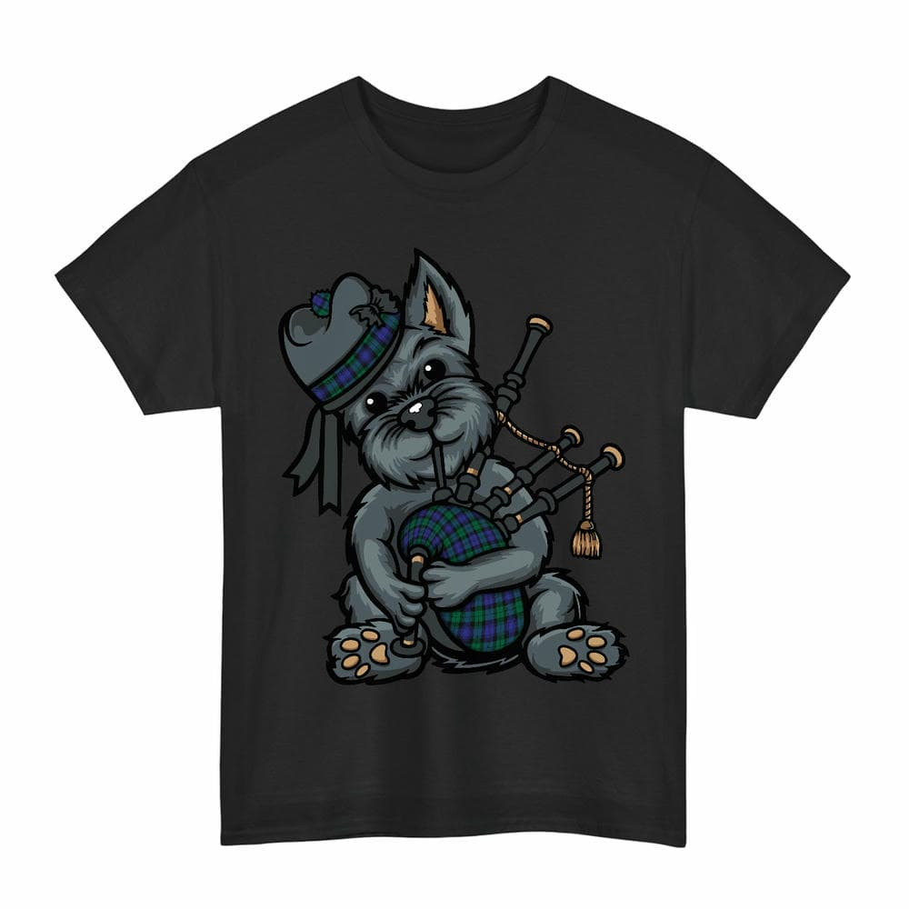 ScotsTee Shop Scottish Blackwatch Modern Clan Funny Tartan Day Scottish Terrier Bagpipe T-Shirt